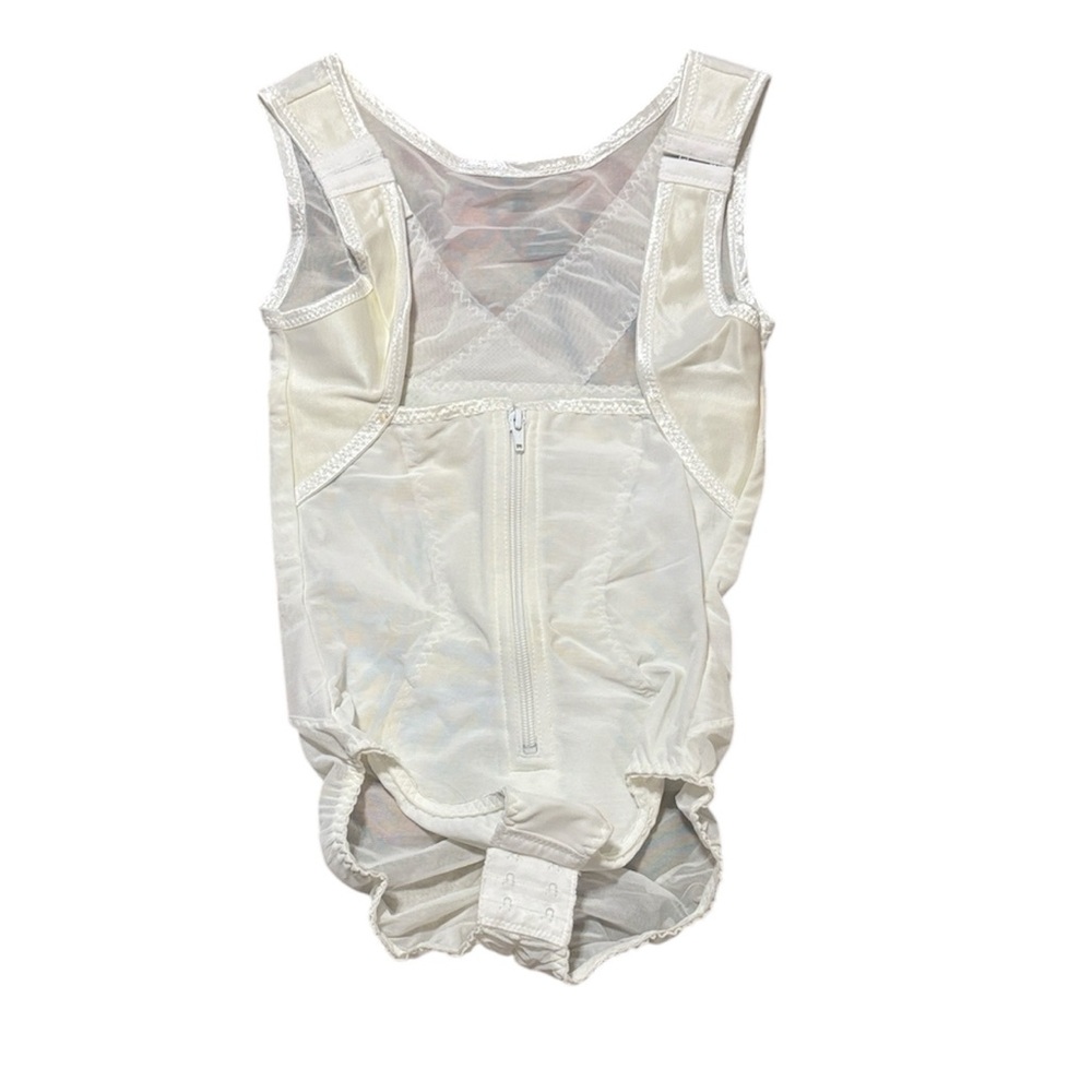 Women's Cream Shapewear Bodysuit with Front Zip